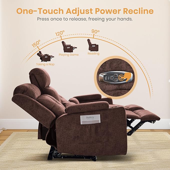 Power Reclining Loveseat with Flip Backrest Power Loveseat Recliner Sofa with LED Lights Bluetooth Speaker 3-Seater Recliner Sofa with Arm/Seat Storage (Brown Loveseat with Console)