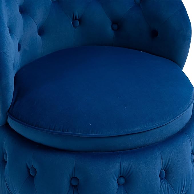 Swivel Barrel ChairVelvet Swivel Accent Chairs Modern Round Storage Small Chairs 360 Degree Upholstered Swivel Boucle Chair for Living Room Bedroom（Blue）