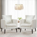 Barrel Accent Chair Set of 2 with Back Pillow Large Teddy Upholstered Armchair with Solid Wood Legs Modern Reading Chairs for Living Room Bedroom