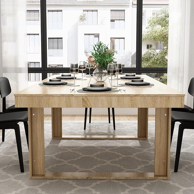 86.6 Computer Desk Home Office Writing Conference Table Brown Farmhouse Rectangular MDF Wood Finish