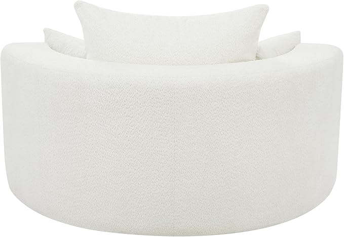 360° Swivel Barrel Chair Oversized Upholstered Swivel Chairs for Living RoomModern Chenille Fabric Club Chair55 Large Round Accent Chair with 3 Pillows for BedroomOffice (Beige 55-Inch)