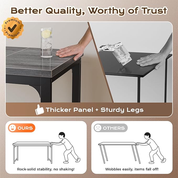 Huuger 63 x 24 inch Desk with Power Outlets &amp USB-C Deeper &amp Thicker Desktop Robust Metal Tubes Computer Desk Heavy Duty Office Desk Work Gaming Desk for Home Office Grey