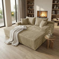 Sytopia Loveseat Chaise Lounge with Armrests Oversized Sofa Bed with 4 Pillows Cozy Boneless Sleeper Modular Sectional Couch for Living Room Bedroom Floor Chair Furniture sala Corduroy