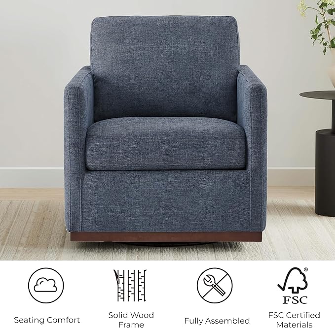 CHITA Swivel Accent Chair FSC Certified Mid Century Modern Arm Chair for Living Room and Bedroom Fully Assembled Blue