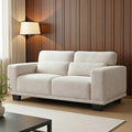 Marsail 65” Sofa 2-Seater Modern Upholstered Couch with Deep Seats Comfy Linen Loveseat for Living Room Bedroom Office Apartment Cream White