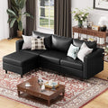 ABCASA 91.5 Faux Leather Modular Sectional Sofa L Shaped Couch Set for Living Room 3-Seater Comfy Cloud Couches with Movable Storage OttomanDIY Combination - Black