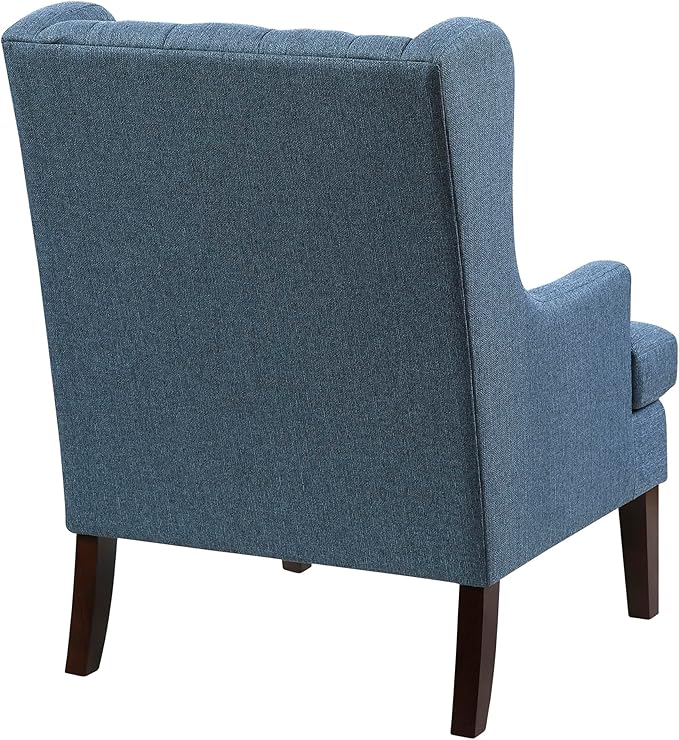 Lexicon Living Room Accent Chair Textured Fabric Upholstered Reading Chair Button-Tufted High Wingback for Living Room/Bedroom/Office Blue