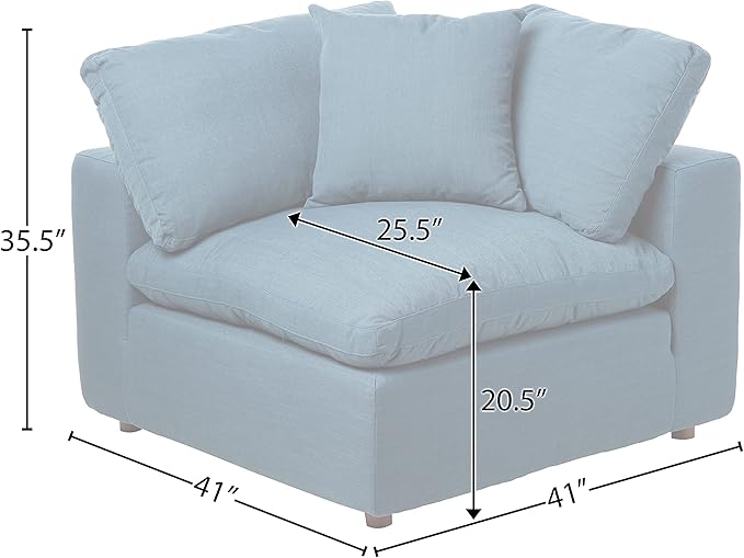 Modway Commix Down-Filled Overstuffed Upholstered Sectional Sofa Corner Chair in Azure