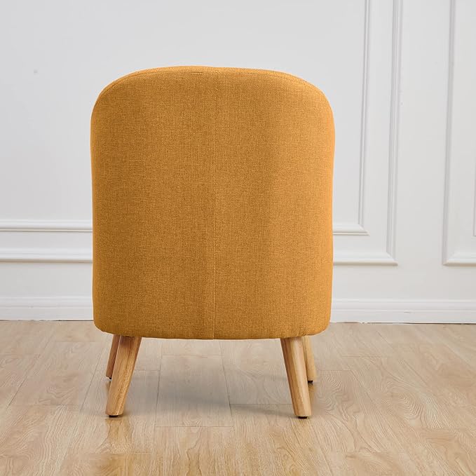 Accent Upholstered Club Cute Dirty Yellow Tub Chairs with Barrel Style Comfortable Round Side Sofa Chair Sitting Sofa Chair for Living Room Bedroom Small Spaces
