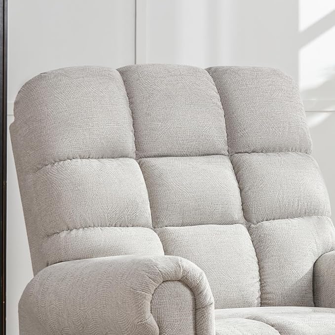 CANMOV Massage Swivel Rocker Recliner Chair with Heat and Vibration360°Swivel Rocking Glider Recliner Single Sofa with Side Pocket Manual Recliner Chair for Living RoomBedroomLight Grey