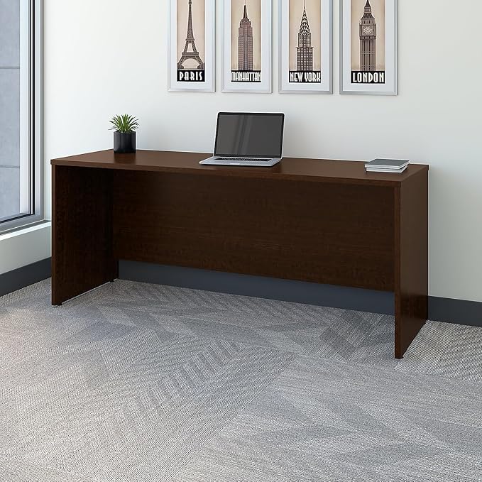 Bush Business Furniture Series C 72W Credenza Desk in Mocha Cherry Large Computer Table for Home and Professional Office