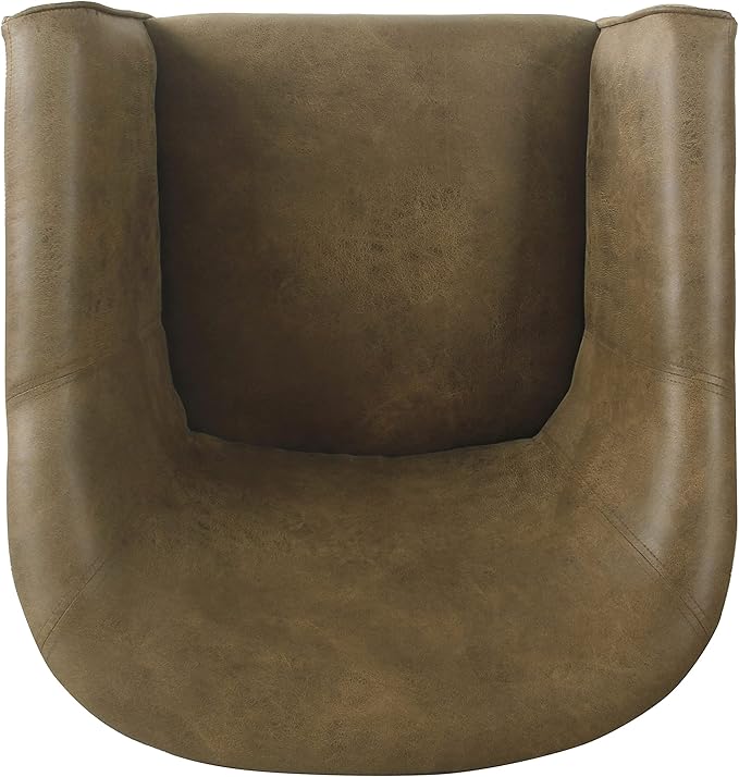 HomePop Modern Barrel Accent Chair Dark Brown Faux Leather