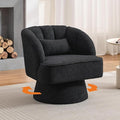 Swivel Accent Chair with Armrest Modern 360 Degree Swivel Round Lounge Chair with Curve Back and Cushion Comfy Upholstered Armchair Sofa for Living Room Bedroom Reading Room Black Teddy 1PCS