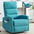 Slim Lazy Boy Recliners for for Adults Swivel Rocking Chair Recliner with High Back Small Recliner Chair for Small Spaces Manual Reclining Chair for Living Room Adjustable Footrest (Blue)