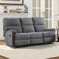 EBELLO Fabric Manual Reclining 3 Seat Sofa Couch Recliner Sofa with Sturdy Robust Metal Base 3 Seats for Small Living Room Bedroom and Meeting Room Grey