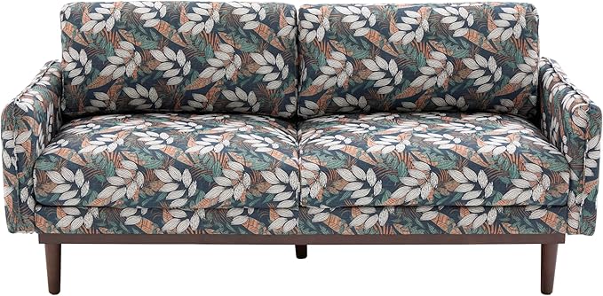 Christopher Knight Home Brena Modern Chenille Upholstered Loveseat Sofa Wooden 2 Seater Sofa Couch with Deep Seat Comfy Cloud Couch for Living Room Bedroom Home Office Green+White