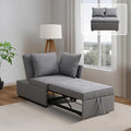 Sleeper Sofa 4-in-1 Convertible Ottoman Couch Bed Modern Sackcloth Futon Sofa Bed with 2 Pillows Adjustable Backrest Recliner Folding Loveseat for Living Room Apartment Dorm OfficeGrey