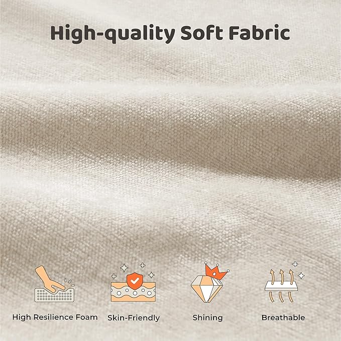RECCI AirFrame Full Size Bed Frame with Headboard Cloud Upholstered Platform Bed Frame 5 Inch Foam Cushioned No Box Spring Easy Assembly(Beige Chenille)