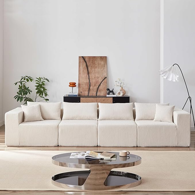 104” Modular Cloud Sectional Couch with Chaise Tiktok Viral Cloud Compressed Foam couches in a Box L-Shape Sofa Bed Boneless Couch for Living Roomno Assembly RequiredBeige