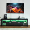 Nrizc Black LED TV Stand for 75 Inch TV High Gloss TV Entertainment Center with Storage Drawer TV Console Table for Living Room Bedroom