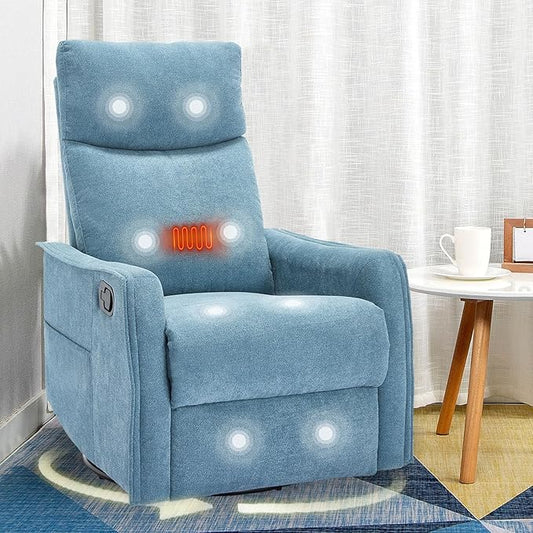 cinkehome Swivel Rocker Recliner Chair with Heated Massage Rocking Reclining Chairs for Nursery Small Spaces High Back Side Pocket