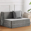 Twin Size Folding Sofa Bed - 4 in 1 Convertible Sleeper Chair with Pillow - High Density Memory Foam Futon Couch - Foldable Bed for or Living Room Bedroom (Dark Grey)