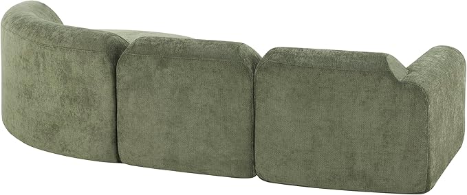 Merax Modern Curved Sectional Sofa with Ottoman Couch 4-Piece Set High-Density Compressed Sponge Fully Assembled Right Hand Facing Plush Deep Seat for Living Room Lounge Apartment Green