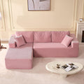 107 Boneless Couch with Deep Seat Set of Modular Sectional Sofa Cloud Sectional Couch for Living Room No Assembly Required Corduroy L-Shape Left Pink