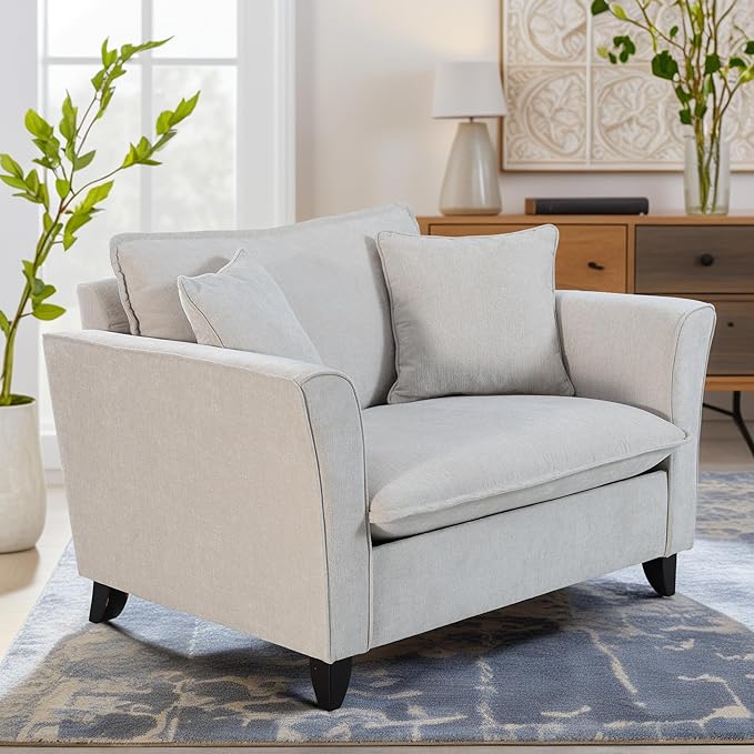 ERYE Living Room Accent Chair Modern Chenille Upholstered Wider Seat Cushion Leisure Armchair W/2 Pillows and Removable Cover for Home ApartmentBedroomOffice