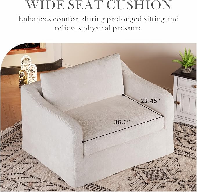 Aoiy &amp Wifon 43.9'' W Oversized Accent Chair Upholstered Mid-Century Reading Chair Comfy Oversized Armchair for Living Room &amp Bedroom Chenille Beige