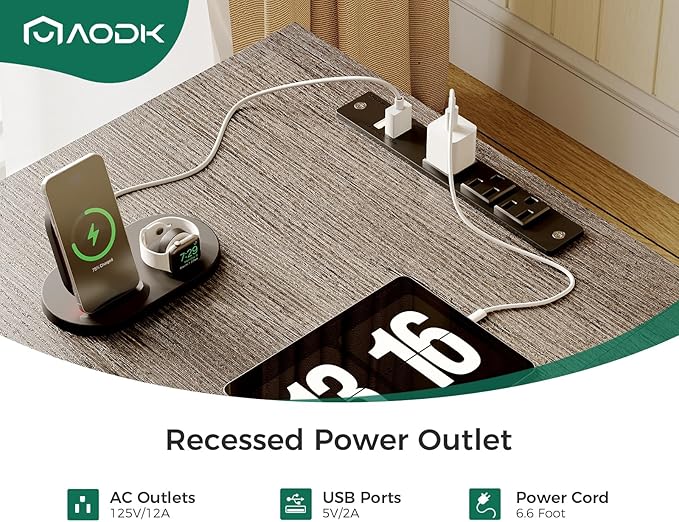 AODK 66 L Shaped Desk 113 Computer Desk with File Cabinet &amp 4 Fabric Drawers Home Office Desk with Monitor Shelf &amp Power Outlet Two Person Desk or Corner Desk Gaming Table with LED Light