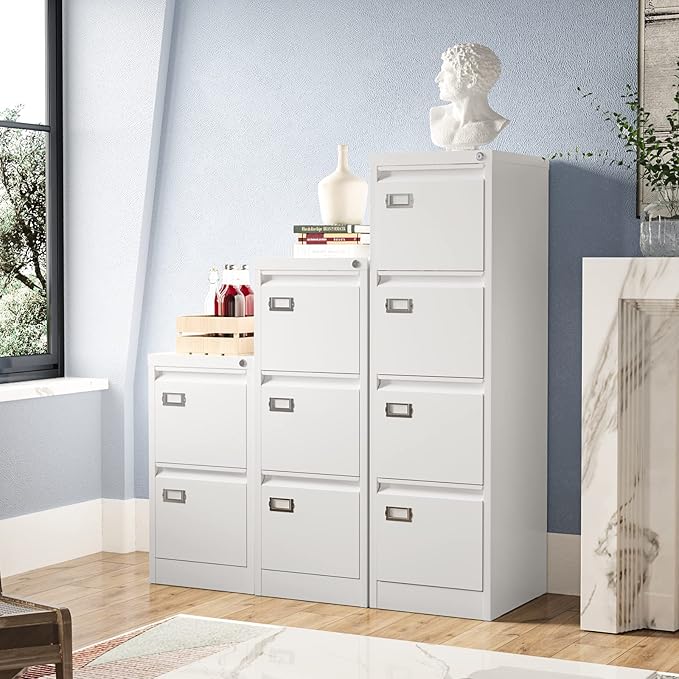 4 Drawer File Cabinet Filing Cabinets for Home Office Metal Vertical File Storage Cabinet with Lock Locking File Cabinet for A4 Legal/Letter 15 W x 17.7 D x 50.1 H Assembly Required