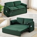 63 Velvet 3 in 1 Convertible Sleeper Sofa Bed Pull Out Couch Bed Loveseat with Adjustable Backrest Chaise Lounge USB Port &amp Side Pocket Modern Sofa for Living Room Small Spaces Green