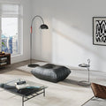 Comfy Lazy Floor Sofa CouchSoft Armless ChairFaux Leather Lounge ChairCorner Relax Sofa Couch for Living Room BedroomSalon OfficeAdults（Black+Ottoman