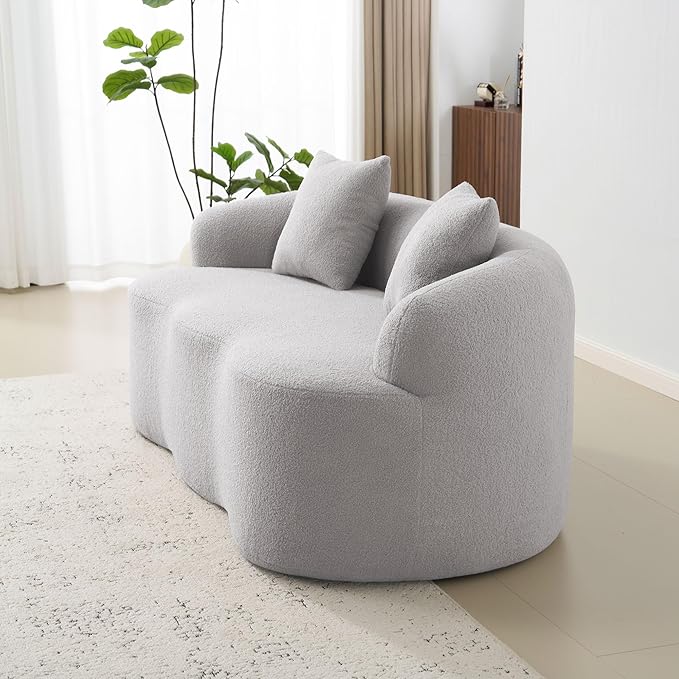 KEIKI 66.93 Cloud Sofa Curved Loveseat Couch with Round Armrest Compression Seat for Living Room Guest Bedroom No Assembly Required Gray