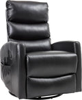 PELUMY 360° Swivel Rocker Recliner with Heat &amp Vibration Massage Glider Rocking Chair for Adults Compact Recliner for Living Room Small Spaces Nursery Bedroom (Breathable Leather Black)