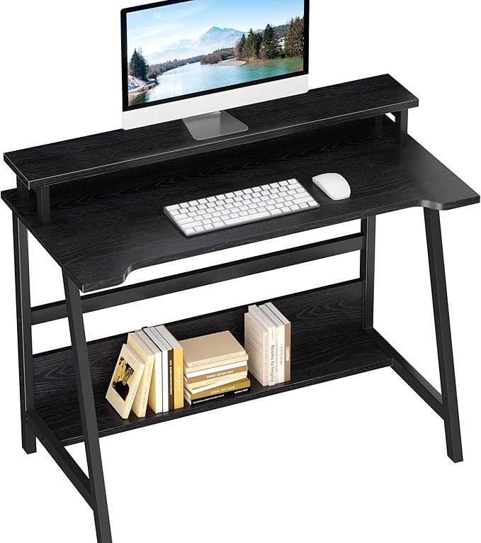 ALISENED 31.5 Inch Small Office Desk with Storage Small Desk for Small Spaces Compact Home Office Desk Mini Study Desk for Bedroom Black