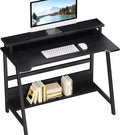 ALISENED 31.5 Inch Small Office Desk with Storage Small Desk for Small Spaces Compact Home Office Desk Mini Study Desk for Bedroom Black