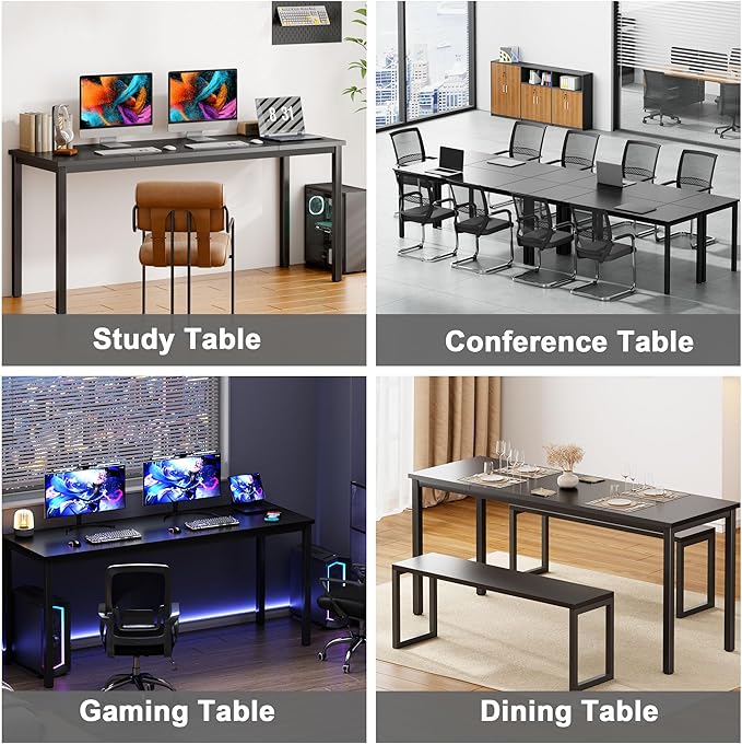 Need Large Computer Desk 70.8 x 23.6 inches Conference Table Large Office Desk Writing Table Workstation for Home OfficeBlack 10FJGSAC3-180BK-60-ND