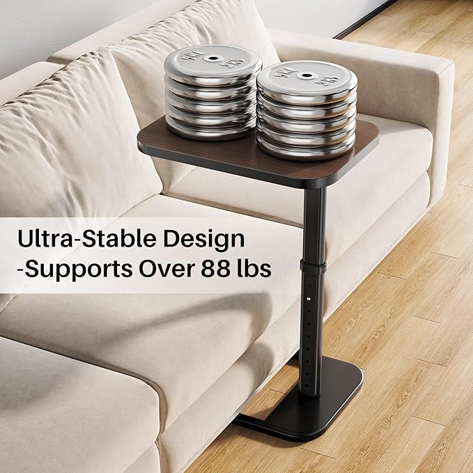 Adjustable Height TV Tray Table with Bumper Rounded Corner Design &amp Flip-top Side Table for Bedroom Living Room Bathroom and Study End Table for Eating Dinner or Laptop Espresso