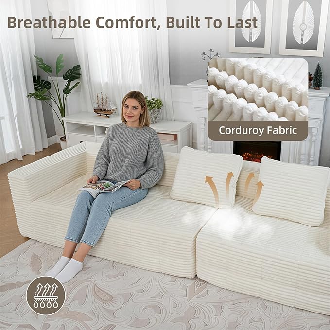 126 Modular Sleeper Couch Sectional Couches for Living Room Ergonomic Memory Foam Sleeper Sofa Oversized Loveseat Sofa Bed Bedroom Apartment Office | Ergonomic No Assembly Required