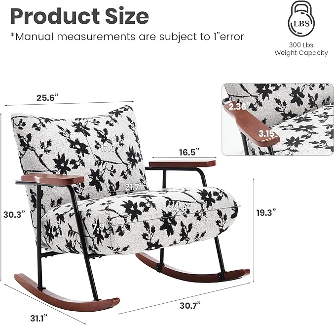 Modern Accent Chair Arm Chair Living Room Rocking Chair Metal e