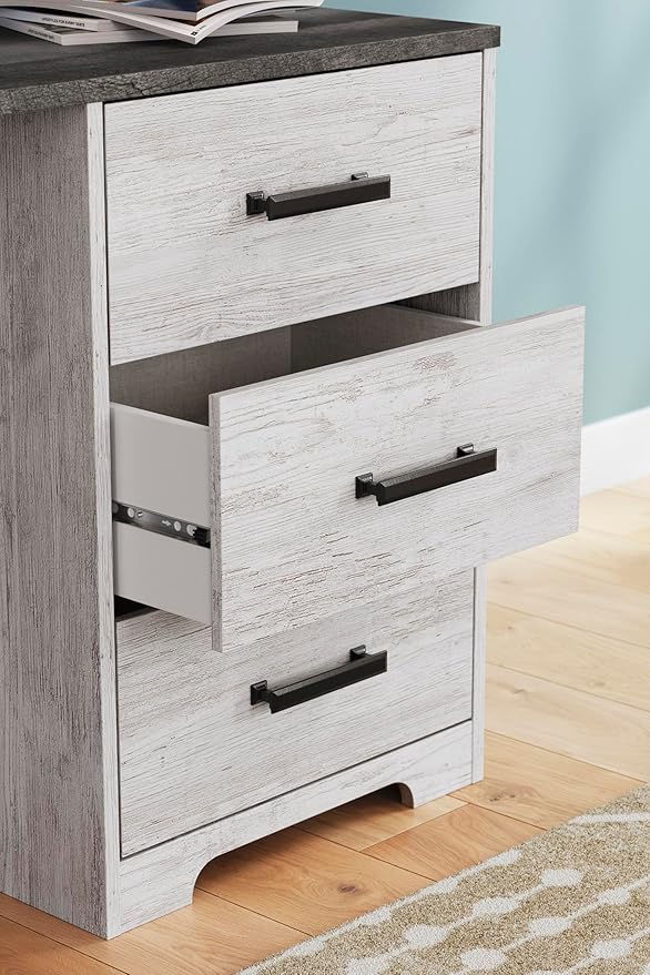 Signature Design by Ashley Shawburn Farmhouse 3-Drawer 54 Home Office Desk White &amp Gray