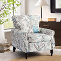 Floral Accent Chair with Lumbar Pillow Retro Wingback Armchair with Nailhead Trim &amp Rolled Arms Modern Linen Fabric Upholstered Recliner for Living Room Bedroom Reading Chair Easy Assembly