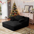Oversized Chaise Lounge Chair Indoor Corduroy Upholstered Boneless Sofa Bed Deep Seat Sleeper Couch Reading Chairs Cloud Sofas for Living Room No Assembly Required (Black Single Size)