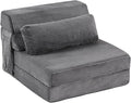 Folding Sofa Bed with Pillow Convertible Sleeper Chair Comfy Floor Futon Couch Mattress Lounge Lounge Sofa for Adults Portable Fold Out Chair Bed for Living Room Bedroom Single Gray