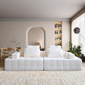 Modular Sectional Sofa with Movable Handrails Straight-Row Boneless Sofa Sectional Couch for Living Room Deep Seat Memory Foam Faux Rabbit Fur Fabric Sofa No Assembly Required (White)