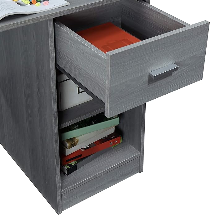 Techni Mobili Modern Office Hutch Writing Desk Grey