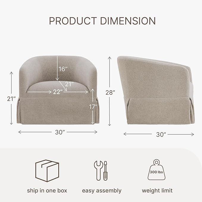 Swivel Accent Chair 360 Degree Performance Fabric Armchair Modern Barrel Chairs Armchair for Living Room Bedroom Home and OfficeTaupe