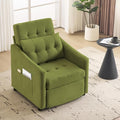 Bezseller Convertible Sofa Bed Chair 3-in-1 Sleeper Chair with Storage Drawer Pull Out Couch with Side Pocket Pillow and Adjustable Backrest for Small Spaces Living Room Green